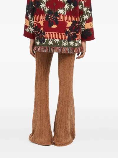 Alanui Icon Jacquard Fringed Cardigan In Red
