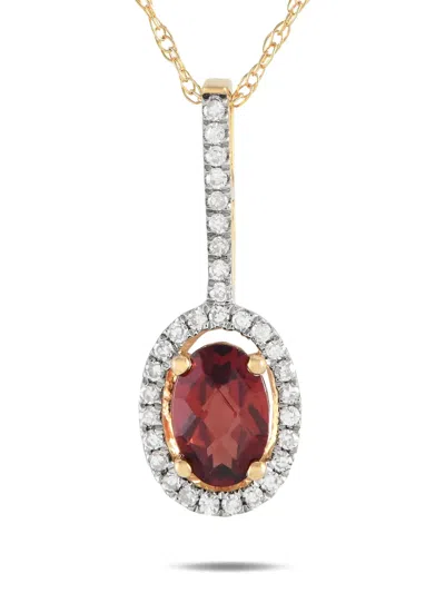 Pre-owned Lb Exclusive 14k Yellow Gold Garnet And Diamond Necklace