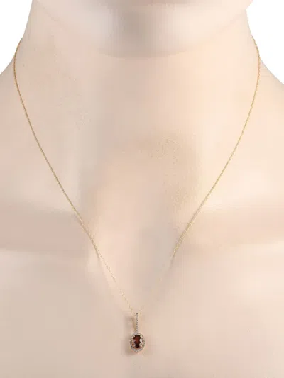 Pre-owned Lb Exclusive 14k Yellow Gold Garnet And Diamond Necklace