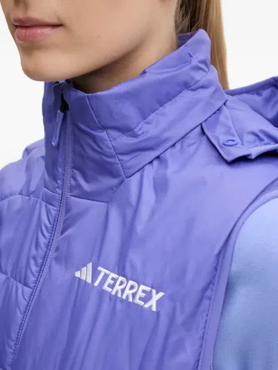 Adidas Originals Terrex Quilted Hooded Vest In Blue