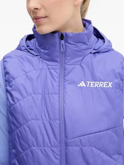 Adidas Originals Terrex Quilted Hooded Vest In Blue