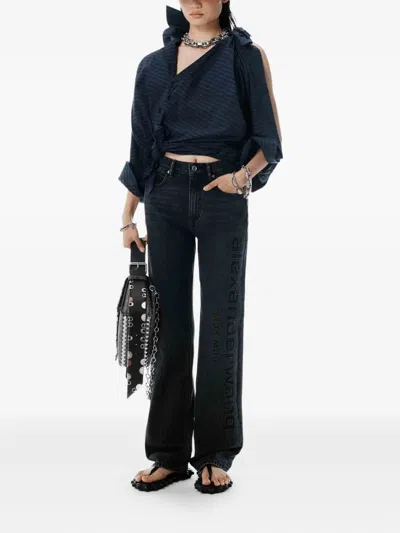 Alexander Wang Straight Jeans Logo In Blue