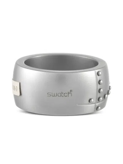 Pre-owned Swatch Vintage Logo-engraved Ring In Silver