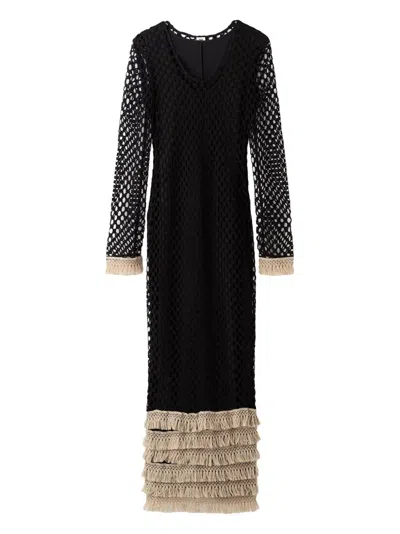 By Malene Birger Fringed-details Maxi Dress In Black