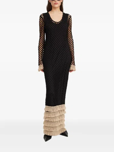 By Malene Birger Fringed-details Maxi Dress In Black