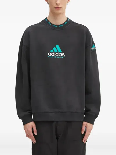 Adidas Originals Eqt Logo-embroidered Sweatshirt In Black
