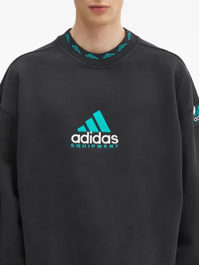 Adidas Originals Eqt Logo-embroidered Sweatshirt In Black