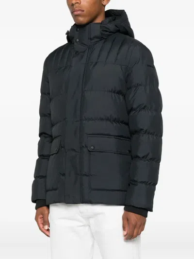 Geox Sanford Quilted Hooded Jacket In Black
