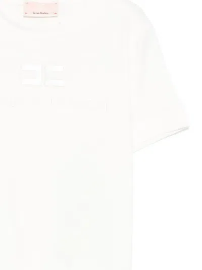Elisabetta Franchi La Mia Bambina Logo-embroidered Short-sleeve T-shirt In White
