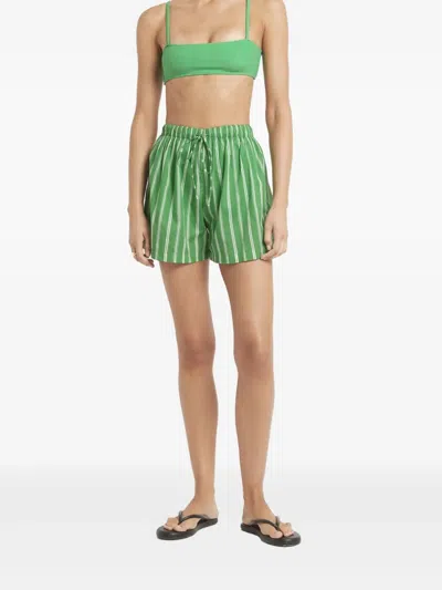 Faithfull The Brand Sereno Striped Drawstring Shorts In Green