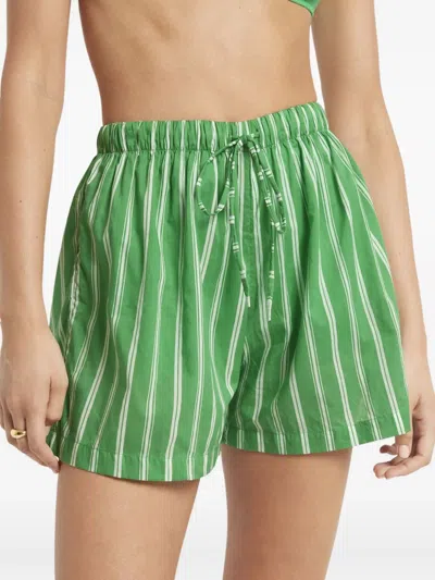Faithfull The Brand Sereno Striped Drawstring Shorts In Green