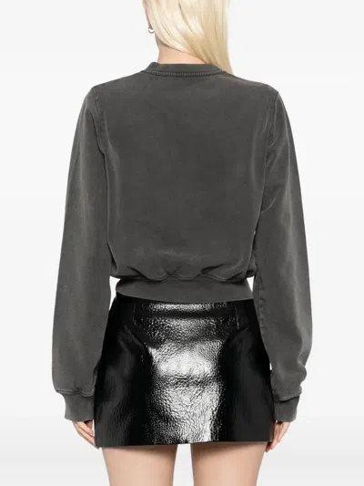 Alexander Wang Terry Shrunken Cardigan In Gray