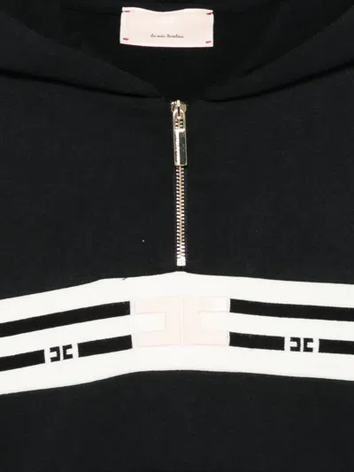 Elisabetta Franchi La Mia Bambina Stripe-detail Zip-up Hoodie In Black