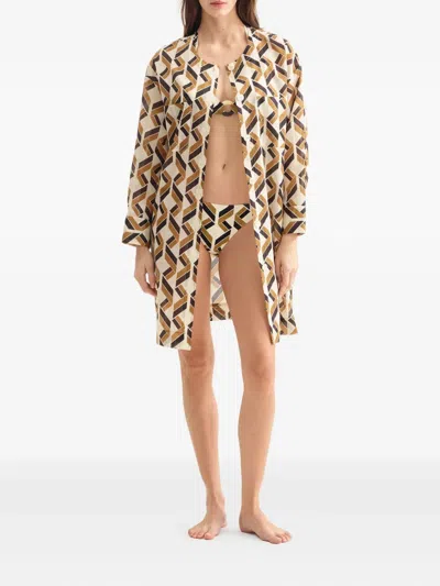 Eres Espace Logo-patch Geometric-print Shirt In Multi