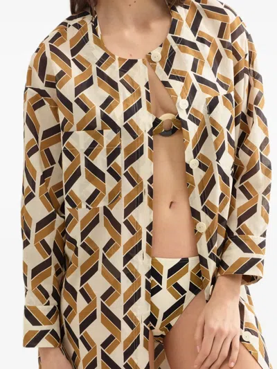 Eres Espace Logo-patch Geometric-print Shirt In Multi