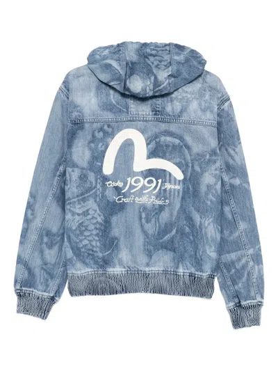 Evisu Zip-up Hoodie In Blue