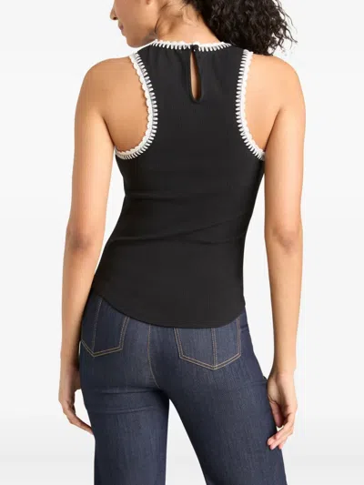 Cinq À Sept Lizzie Embroidered Contrast Stitch Tank In Blue