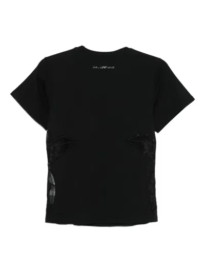 Emporio Armani Cotton Logo Graphic Print T-shirt In Black