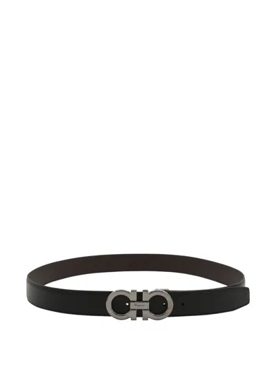 Ferragamo Gancini-buckle Leather Belt In Black