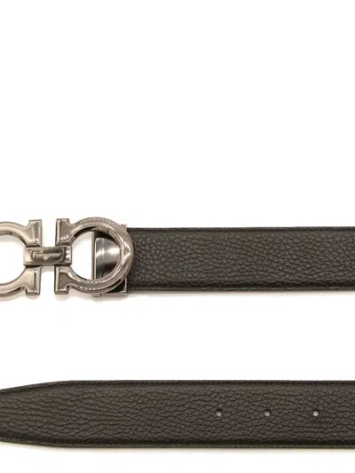 Ferragamo Gancini-buckle Leather Belt In Black