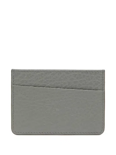 Maison Margiela Leather Card Holder In Gray
