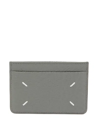 Maison Margiela Leather Card Holder In Gray