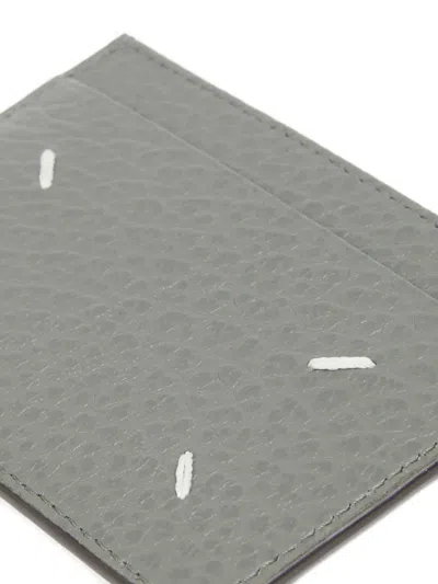 Maison Margiela Leather Card Holder In Gray