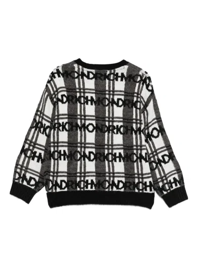 John Richmond Junior Intarsia-knit Logo Sweater In Black