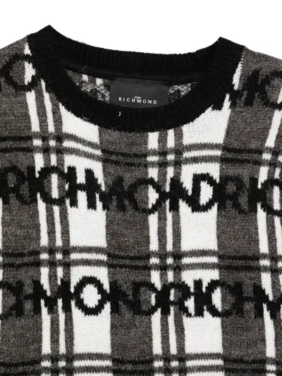 John Richmond Junior Intarsia-knit Logo Sweater In Black