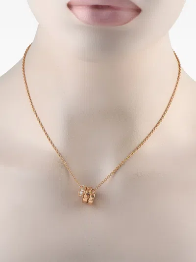 Pre-owned Bvlgari 18k Rose Gold Serpenti Diamond Necklace In Pink