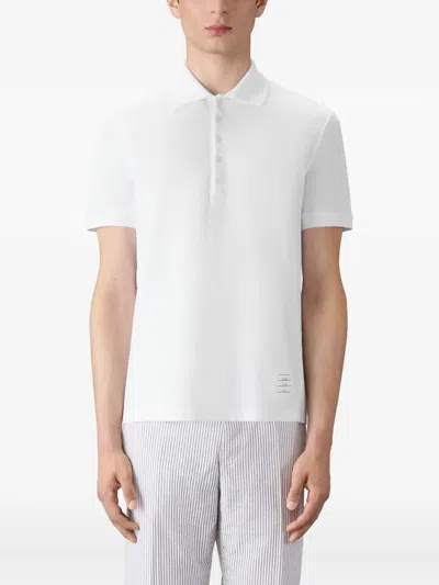 Thom Browne Button-placket Polo Shirt In White