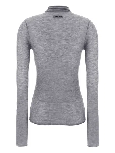 Pinko Semi-sheer Wool Sweater In Gray