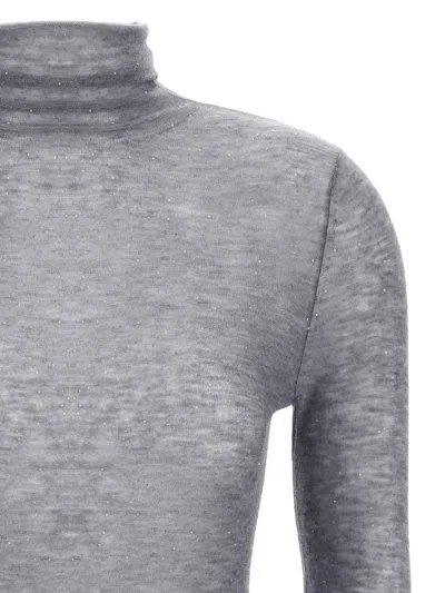 Pinko Semi-sheer Wool Sweater In Gray