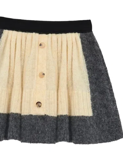 Loewe Pleated Button-embellished Mini Skirt In Gray