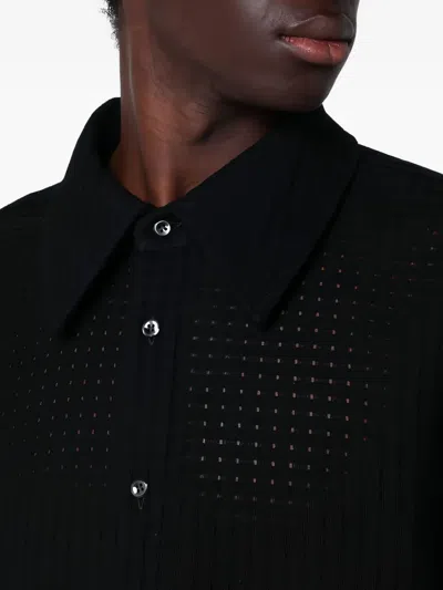 Séfr Wes Shirt Perforated Long-sleeve Shirt In Black