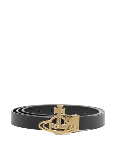 Vivienne Westwood Line Orb-buckle Belt In Black