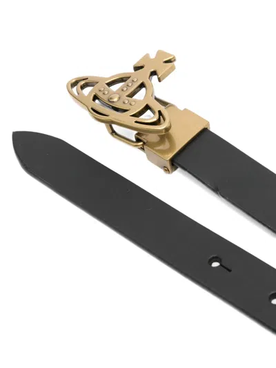 Vivienne Westwood Line Orb-buckle Belt In Black