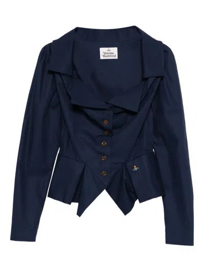 Vivienne Westwood Monday Ruffled Button-detailed Shirt In Blue