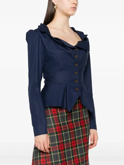 Vivienne Westwood Monday Ruffled Button-detailed Shirt In Blue