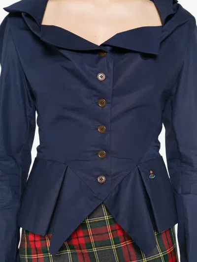 Vivienne Westwood Monday Ruffled Button-detailed Shirt In Blue