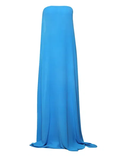 Christopher Esber Strapless Tie-back Maxi Dress In Blue