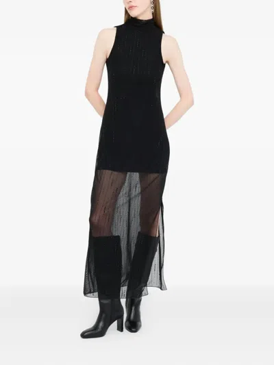 Liu •jo Tulle Dress With Gemstones In Black