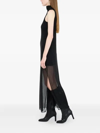 Liu •jo Tulle Dress With Gemstones In Black