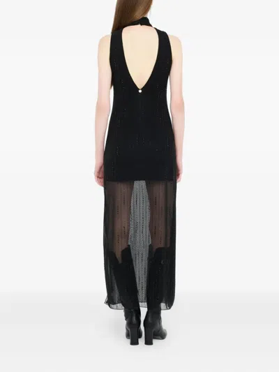 Liu •jo Tulle Dress With Gemstones In Black