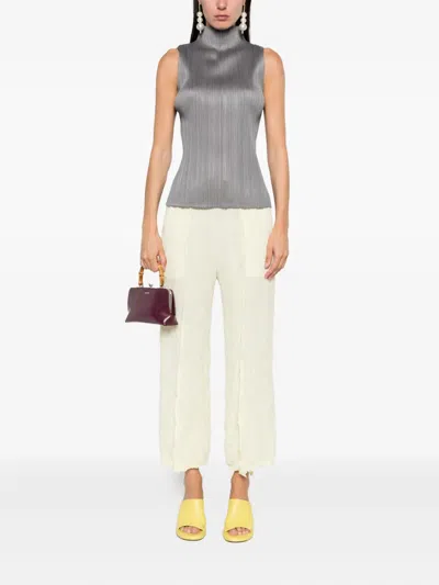 Issey Miyake Basics Pleated Sleeveless Top In Gray