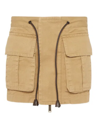 Dsquared2 Drawstring-waist Mini Skirt In Brown