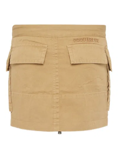 Dsquared2 Drawstring-waist Mini Skirt In Brown