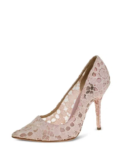 Pre-owned Dolce & Gabbana 110mm Lace Pointed-toe Pumps In Pink