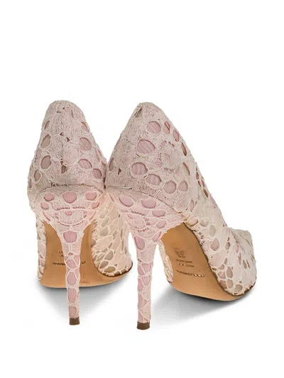 Pre-owned Dolce & Gabbana 110mm Lace Pointed-toe Pumps In Pink
