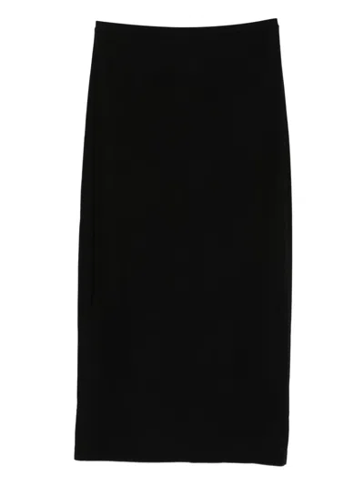 Norma Kamali Rear-vent Midi Skirt In Black